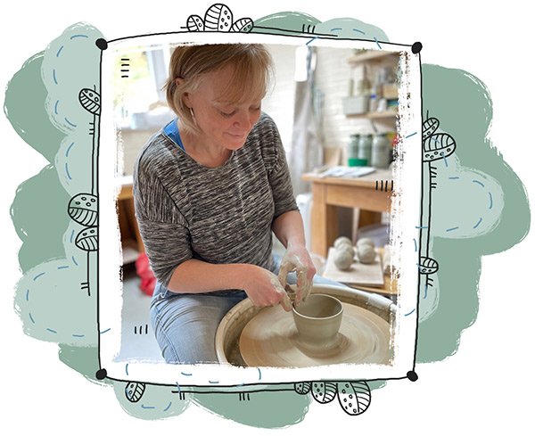 lucy ormsby at the pottery wheel