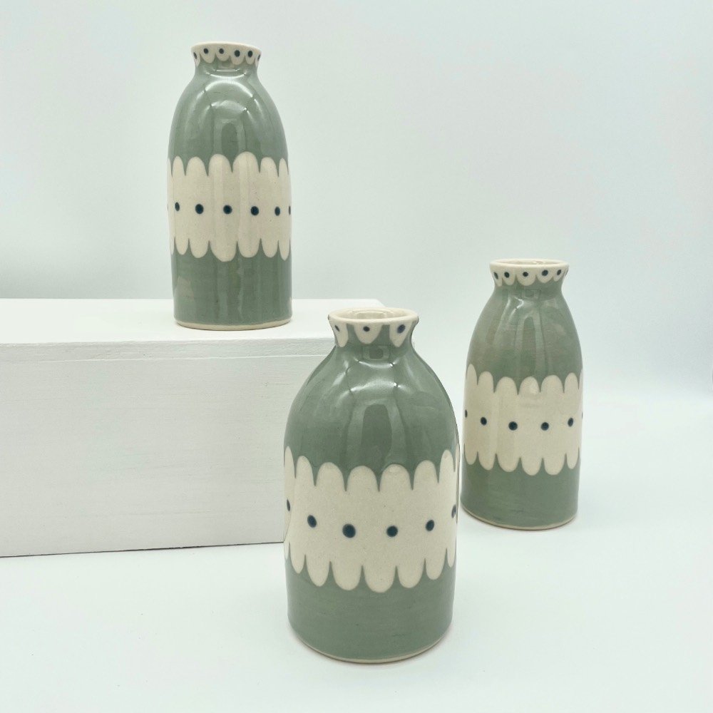 Lucy Ormsby Pottery bump spot bottle bud vase