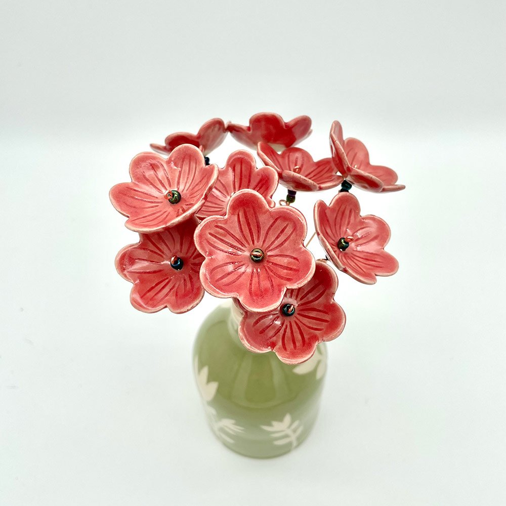 Lucy-Ormsby-pottery-ceramic-flower-nearly-red-bunch