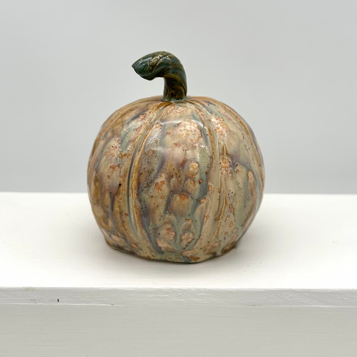 Carved ceramic pumpkin with battery tealight - Brian (back) Lucy Ormsby Pottery