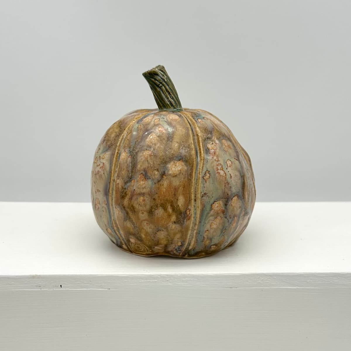 Carved ceramic pumpkin with battery tealight - Bruno (back) Lucy Ormsby Pottery