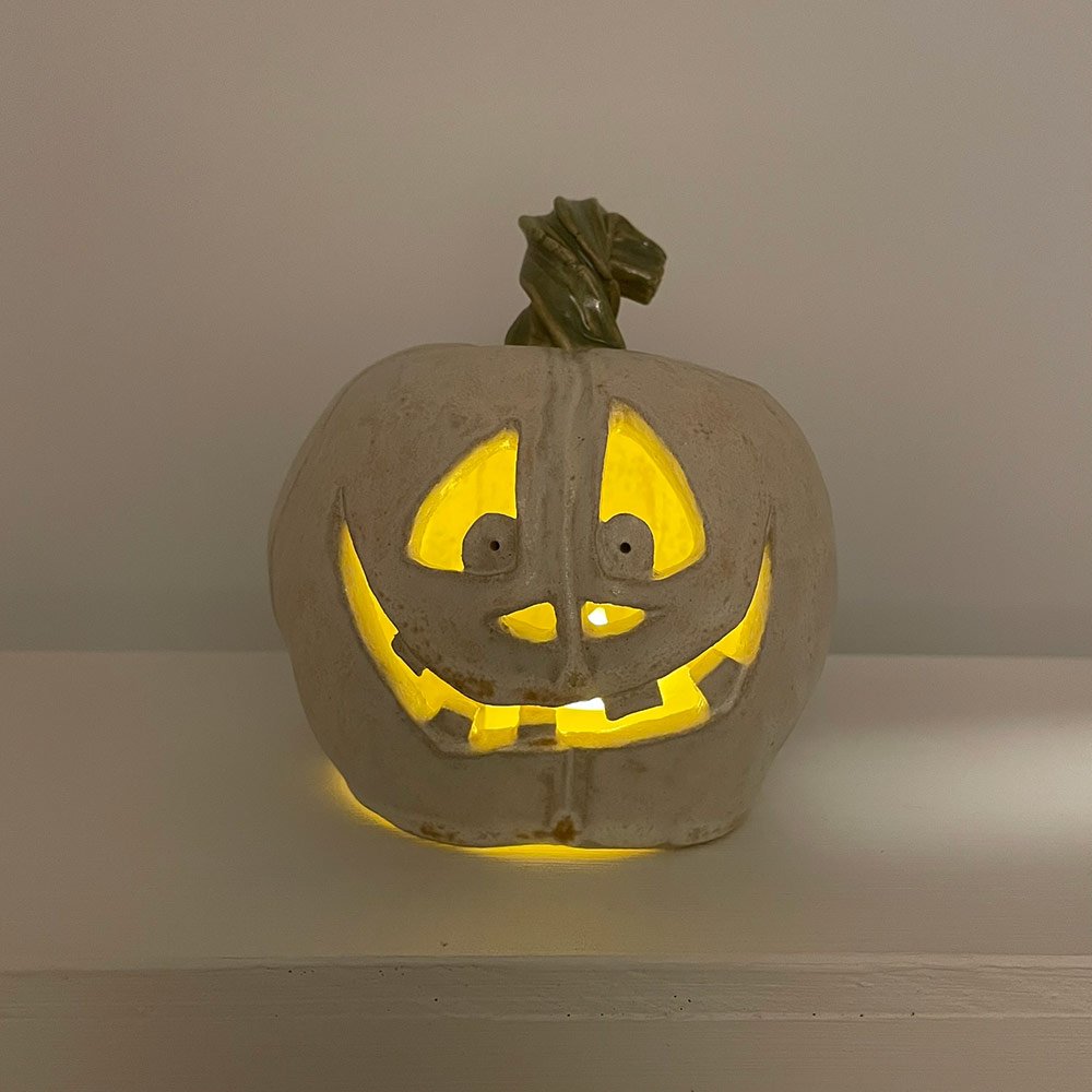 Carved ceramic pumpkin Lucy Ormsby Pottery - Walter