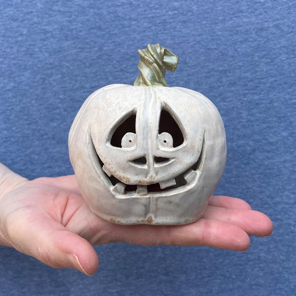 Carved ceramic pumpkin Lucy Ormsby Pottery - Walter