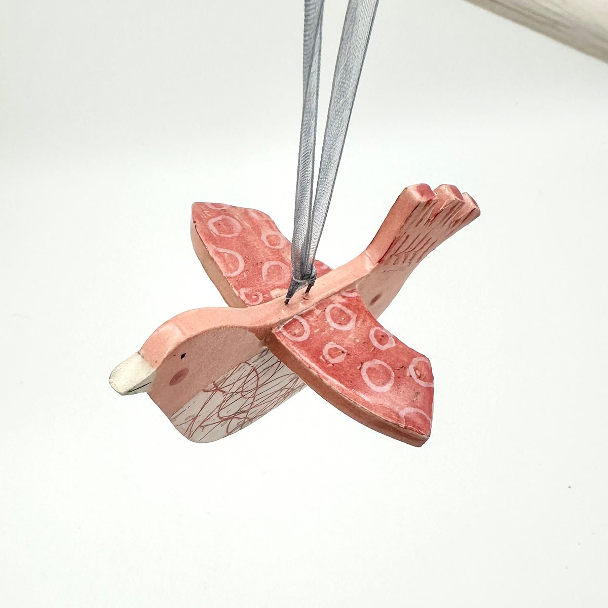 Handmade ceramic hanging bird decoration Lucy Ormsby Pottery
