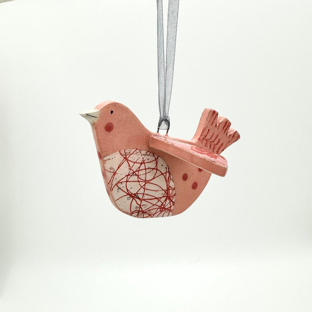 Handmade ceramic hanging bird decoration Lucy Ormsby Pottery