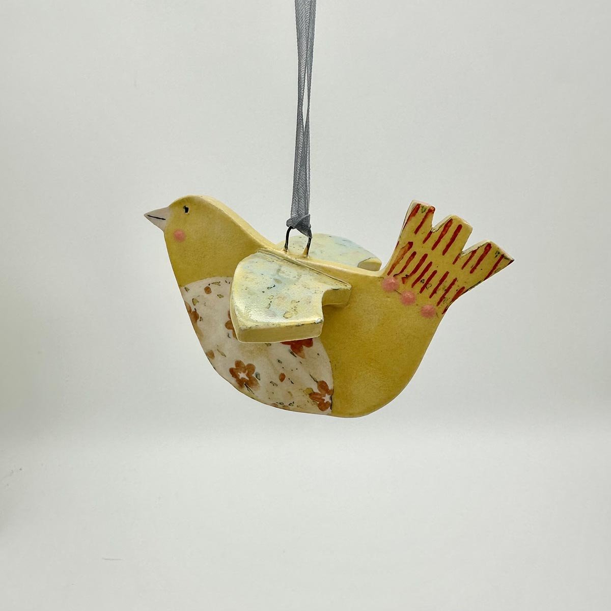 Handmade ceramic hanging bird decoration Lucy Ormsby Pottery