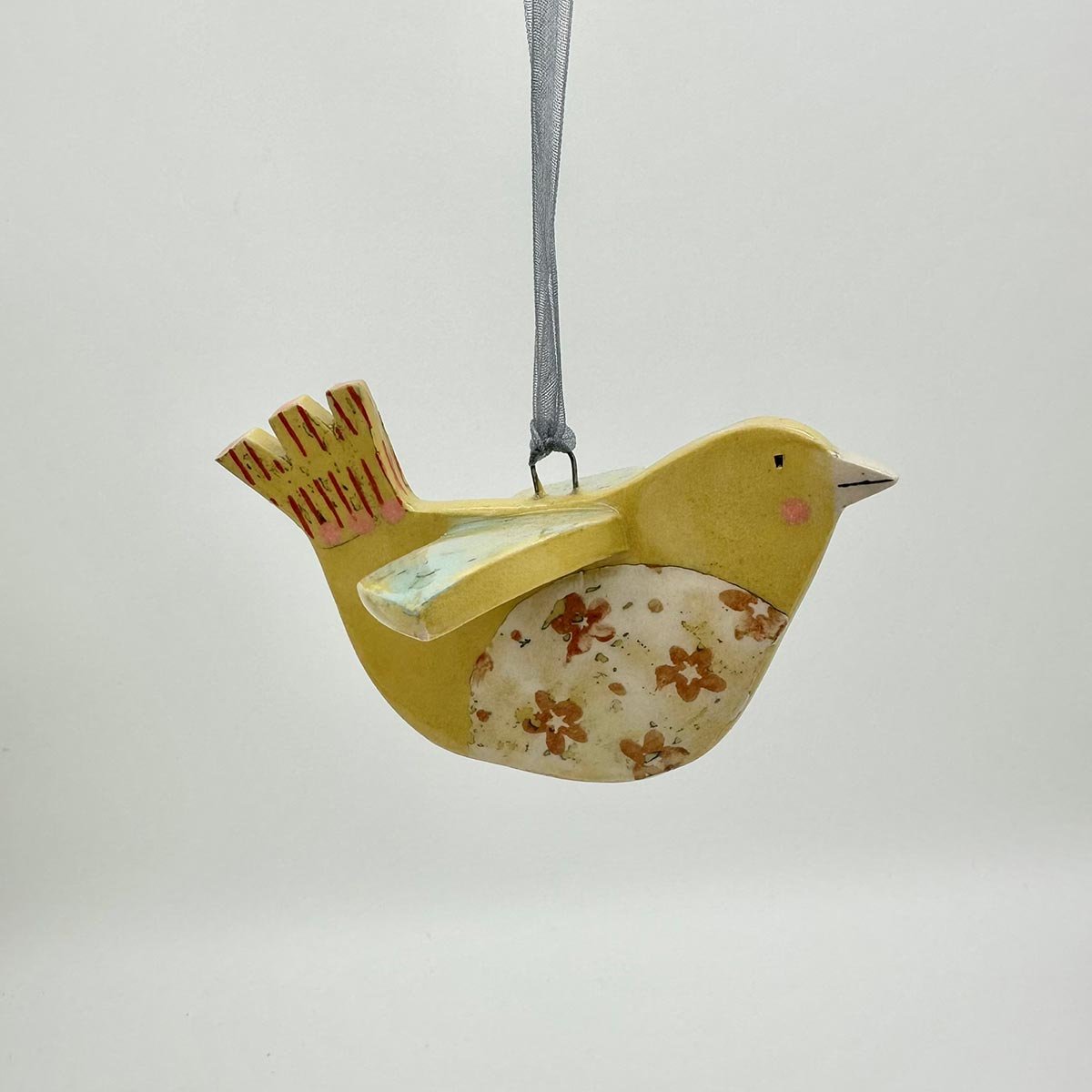 Handmade ceramic hanging bird decoration Lucy Ormsby Pottery