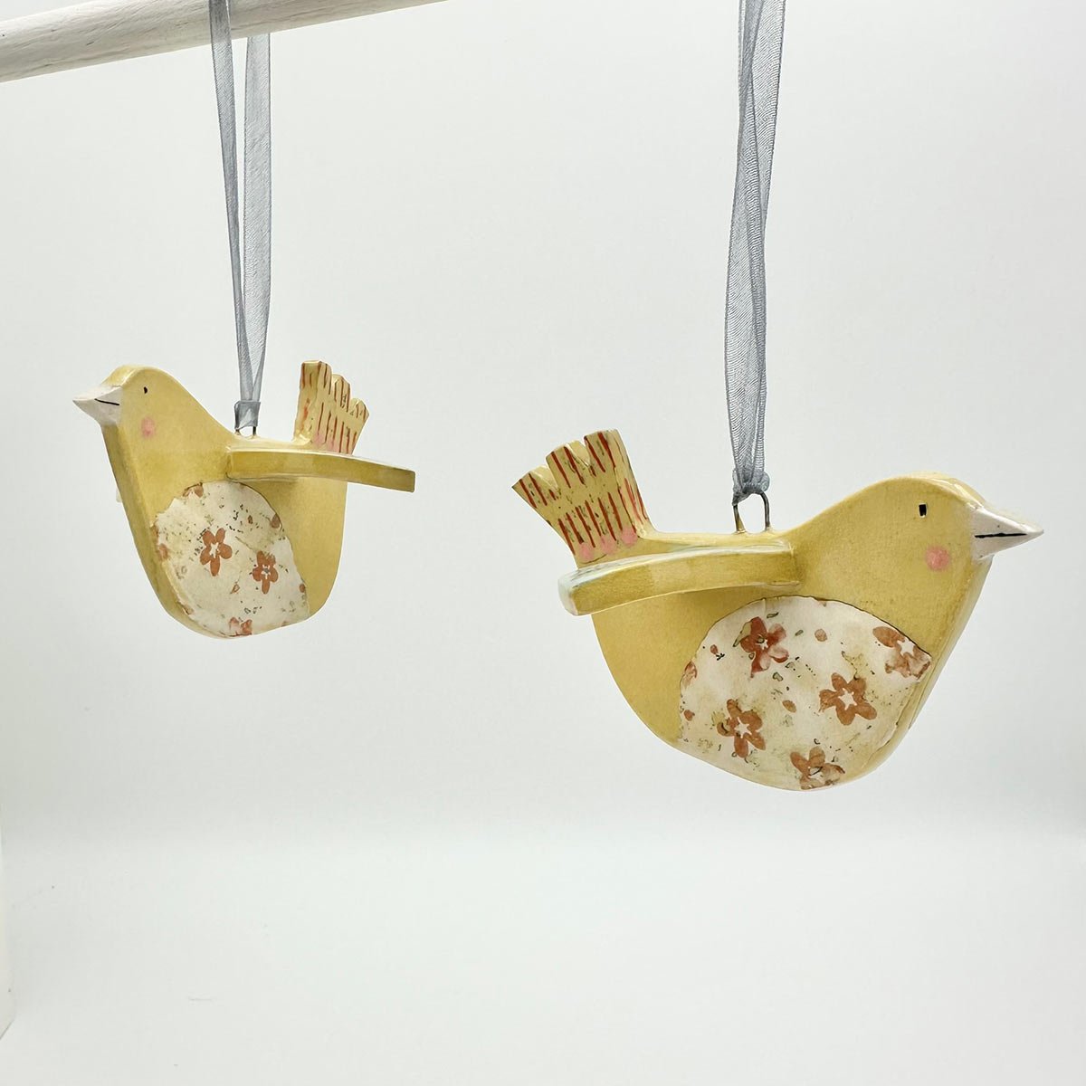Handmade ceramic hanging bird decoration Lucy Ormsby Pottery