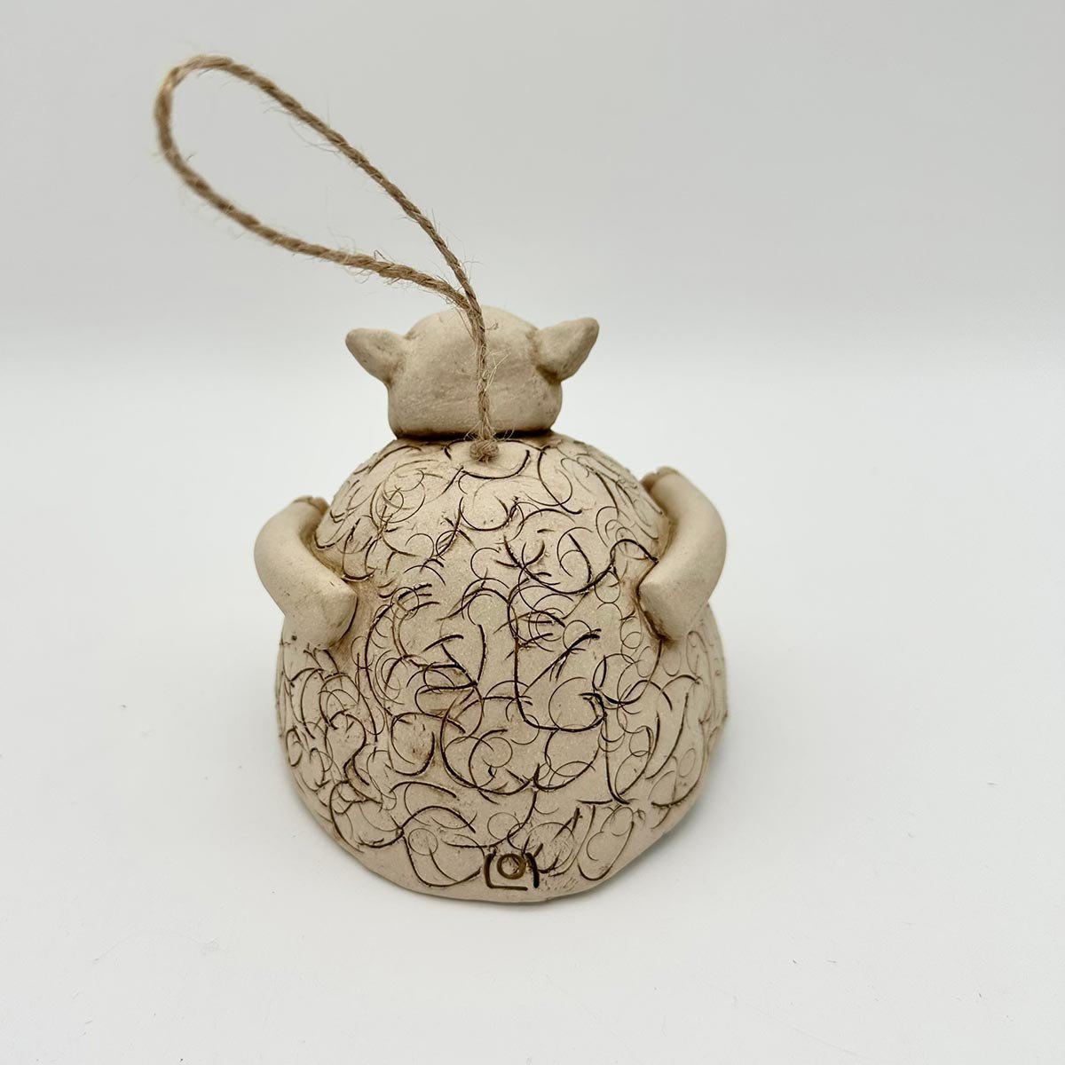 Handmade hanging sheep decoration Lucy Ormsby Pottery