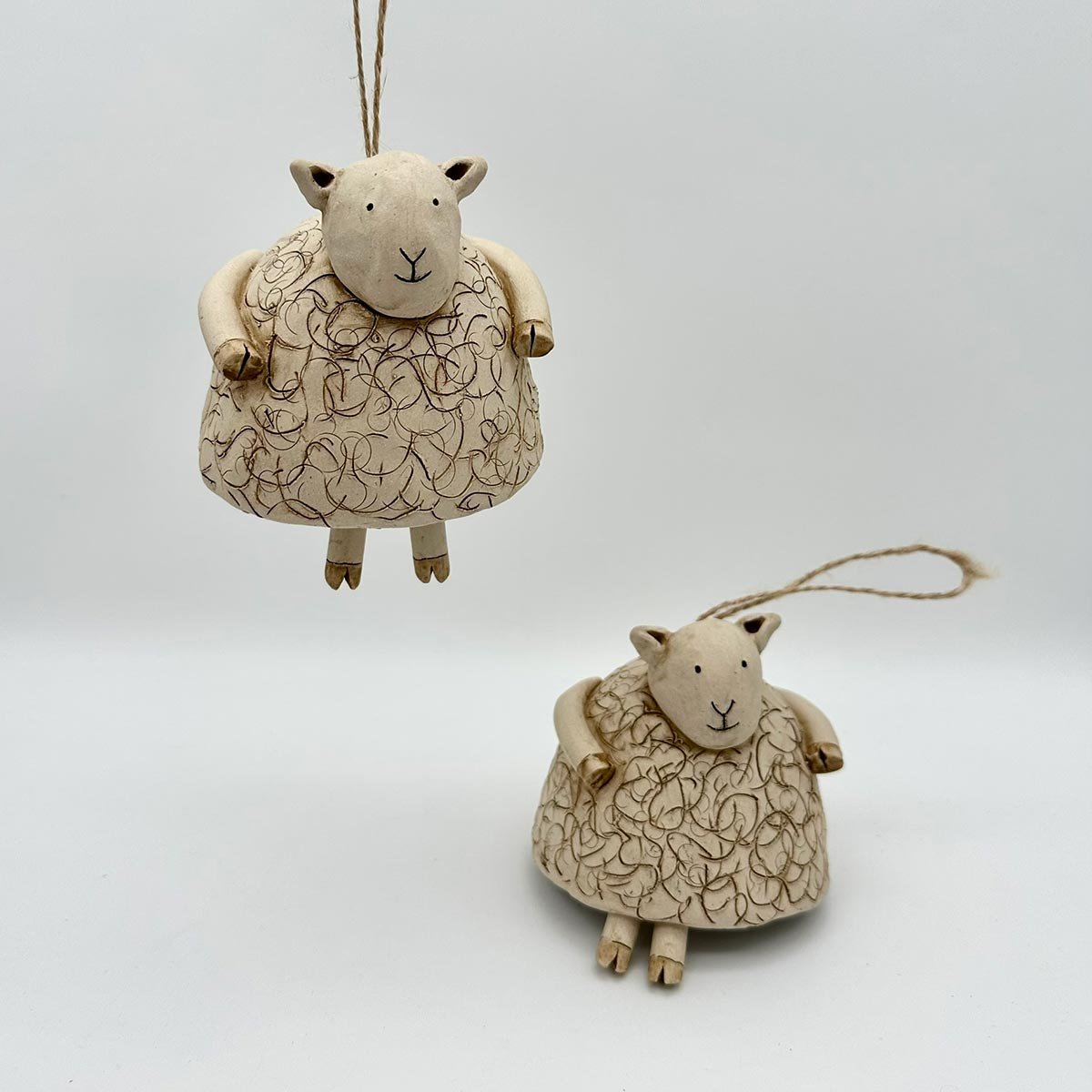 Handmade hanging sheep decoration Lucy Ormsby Pottery