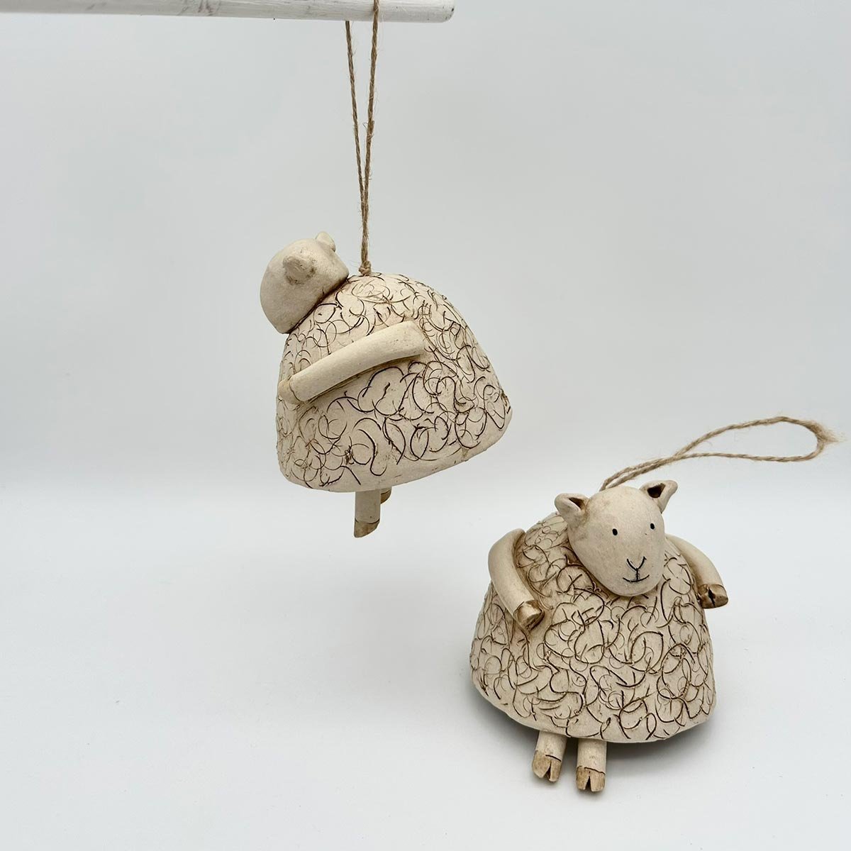 Handmade hanging sheep decoration Lucy Ormsby Pottery