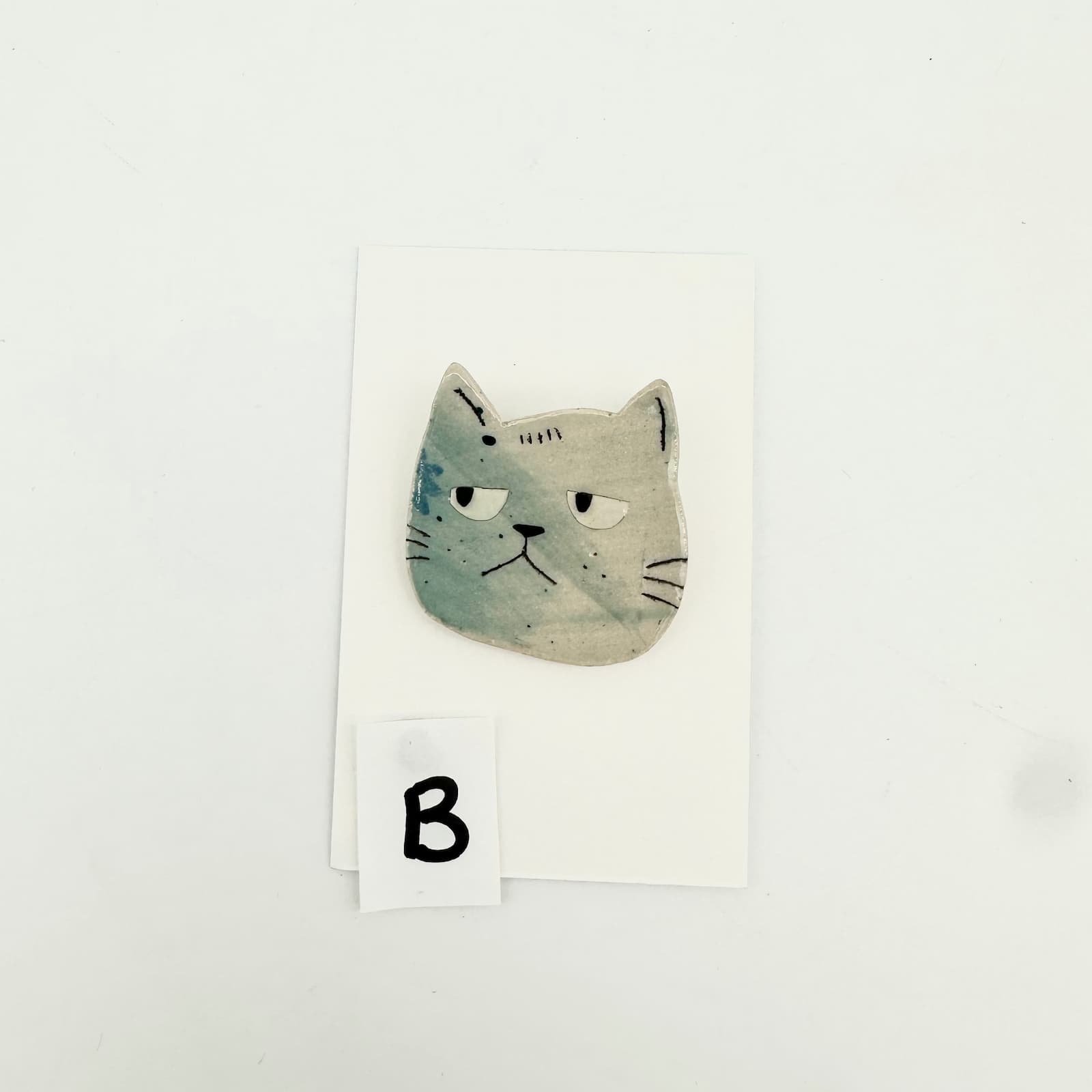 Blue cat brooch - B