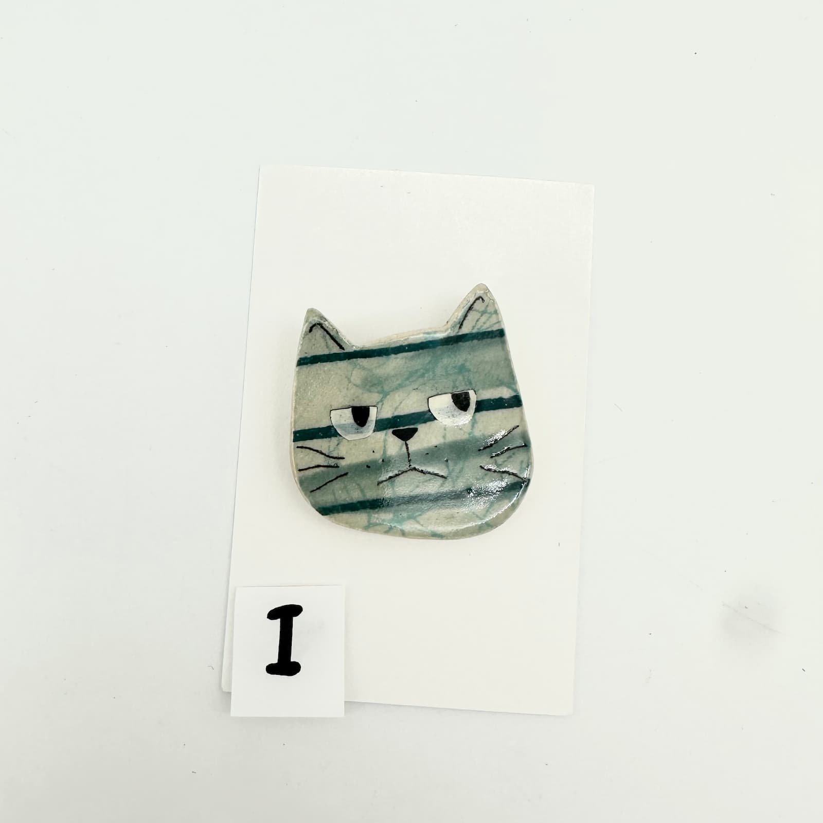 Blue cat brooch - I